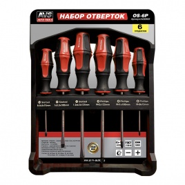 Набор отверток (6 предметов) с крепежной планкой "PRO" AVS OS-6P