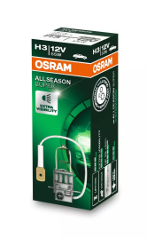 Автолампа галогенная H3 (55W PK22s +30%) ALLSEASON 12V 3200K OSRAM