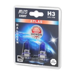 Галогенная лампа AVS ATLAS/5000К/ H3.24V.70W.блистер  2шт.