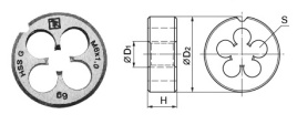 Плашка D-COMBO круглая ручная М14х1.5, HSS, Ф38х10 мм, Thorvik MD1415 (52842)