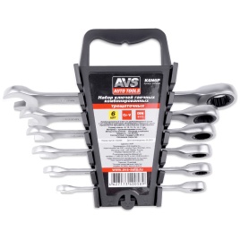 Набор ключей гаечных комбинированных трещоточных в пластике (8-17 мм) (6предметов) AVS K6N6P