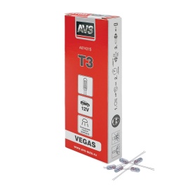 Лампа AVS Vegas 12V. T3 1.2W (б/ц, усы 2см) BOХ 10шт.
