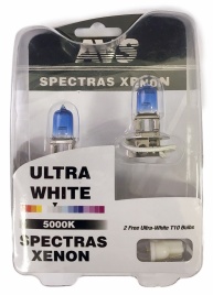 Газонаполненные лампы AVS SPECTRAS Xenon 5000K H3 12V 75W, комплект 2+2 (T-10) шт.