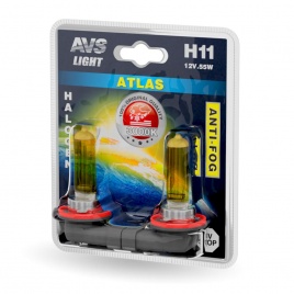 Галогенная лампа AVS /ATLAS ANTI-FOG/желтый H11.12V.55W.блистер 2шт.