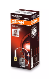 Автолампа галогенная H3 (55W PK22s +30%) SUPER 12V OSRAM
