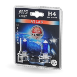 Галогенная лампа AVS ATLAS/5000К/ H4.12V.60/55W.блистер 2шт.