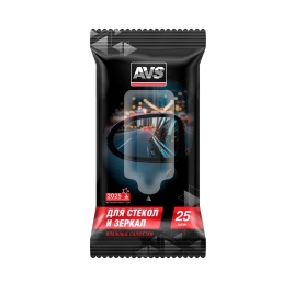 Влажные салфетки "Для Стекол и Зеркал" 25 шт.AVS AVK-200