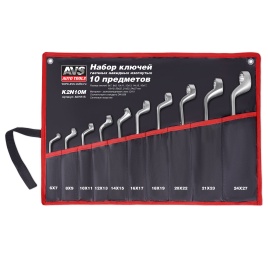 Набор ключей гаечных накидных изогнутых в сумке (6-27 мм) (10 предметов) AVS K2N10M