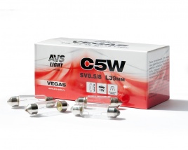 Лампа AVS Vegas 12V.С5W(SV8.5/8)L39мм. BOX 10шт.