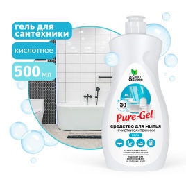 Средство для мытья и чистки сантехники "Pure-Gel" (кислотное, гель) 500 мл. Clean&Green CG8079