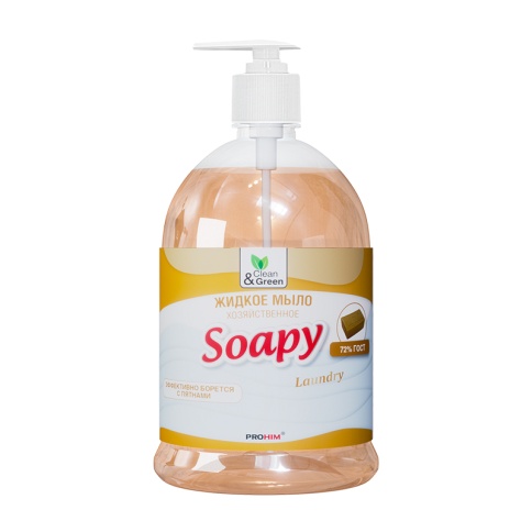 Жидкое мыло "Soapy" хозяйственное с дозатором 1000 мл. Clean&Green CG8097 фото 2