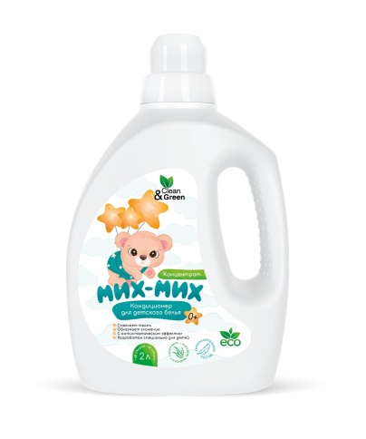 Кондиционер для детского белья Мих-Мих (гипоаллергенный) 2 л. (ПЭНД) Clean&Green CG8428 фото 2