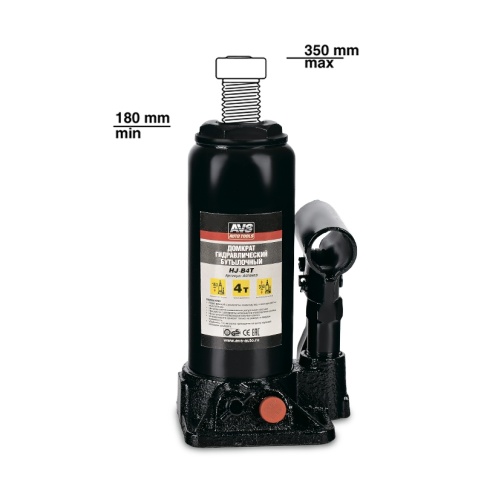 Домкрат гидравлический AVS HJ-B4T, 4т, 180-350мм. с клапаном (сумка, ремкомплект) фото 2