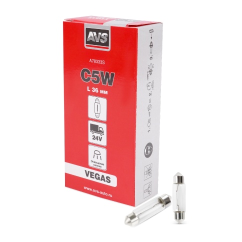 Лампа AVS Vegas 24V.С5W(SV8.5/8)L36мм. BOX 10шт. фото 1