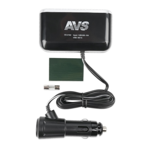 Разветвитель прикуривателя AVS 12/24 (на 2 выхода+USB) CS212U  фото 1