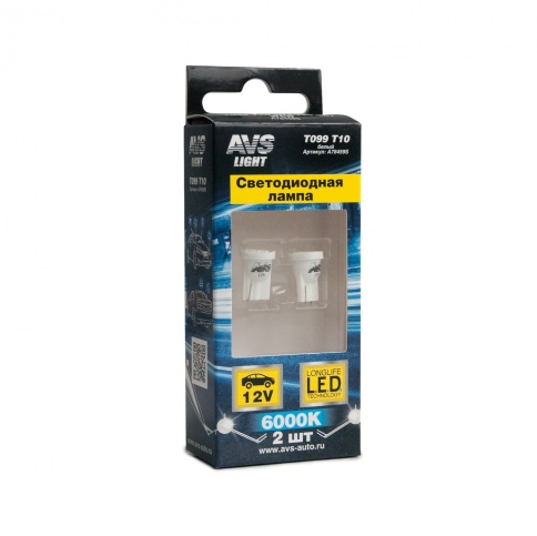 T099 T10/белый/ (W2.1x9.5d)8SMD 3014,блистер 2 шт. фото 1