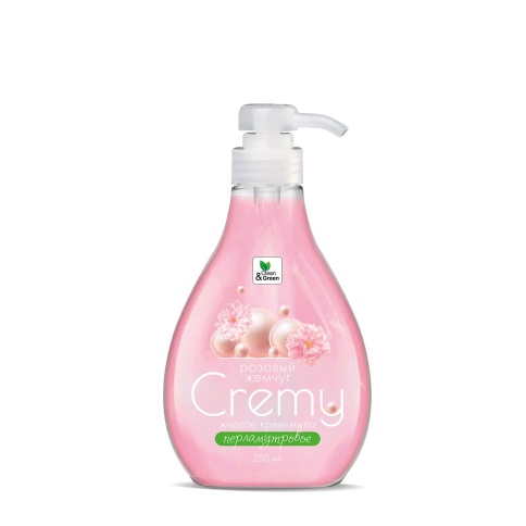 Крем-мыло жидкое с перламутром "Cremy" розовый жемчуг с дозатором 250 мл. Clean&Green CG8412 фото 2