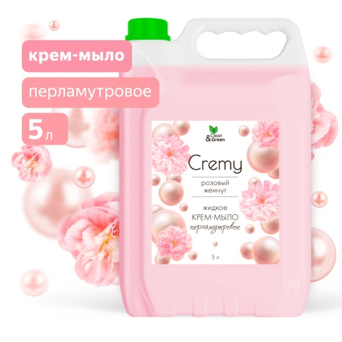 Крем-мыло жидкое с перламутром "Cremy" розовый жемчуг увлажняющее 5 л. Clean&Green CG8356 фото 1