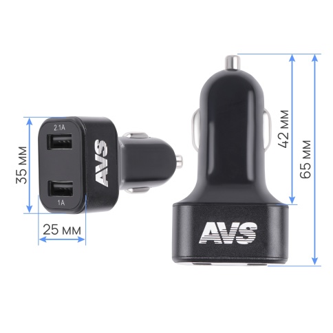 Автомобильное ЗУ AVS UC-523, 2 USB с вольтметром, 3.1 А, 15.5 Вт (A07444S) фото 3