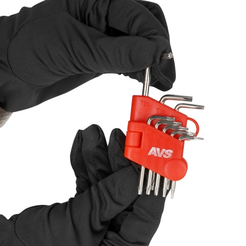 Набор ключей торцевых изогнутых TORX МИНИ с отверстием 8 предметов (T5-T20) AVS TXL-8H фото 5