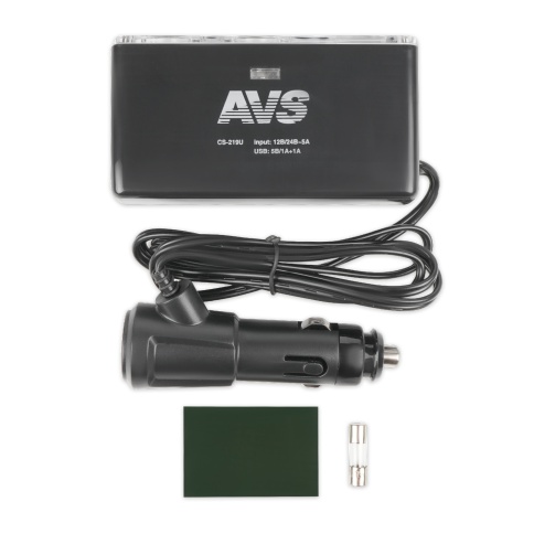 Разветвитель прикуривателя AVS 12/24 (на 2 выхода+2USB) CS219U фото 1