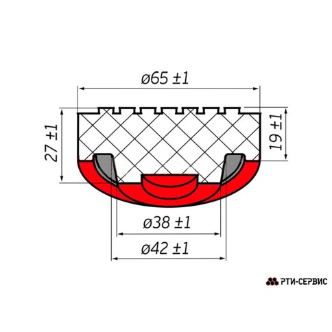 Опора резиновая для подкатного домкрата AVS RFJ-38 (D-65/38мм, H-27 мм) фото 2