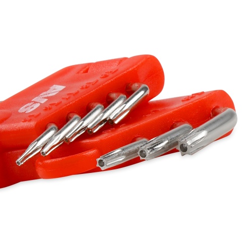 Набор ключей торцевых изогнутых TORX МИНИ с отверстием 8 предметов (T5-T20) AVS TXL-8H фото 3