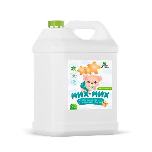 Кондиционер для детского белья "Мих-Мих" (гипоаллергенный) 5 л. (ПЭНД) Clean&Green CG8248 фото 2
