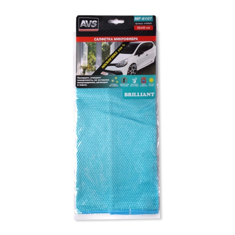 08 Салфетка микрофибра сверхплотная для чистки стекол AVS MF-6107 (35х40см)(1шт) фото 8