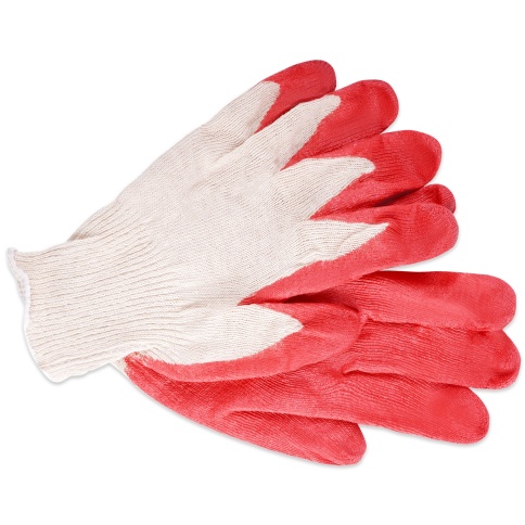 Перчатки ХБ с одинарным обливом латекса (красные) 13 класс 1 пара AVS RP-03 фото 3