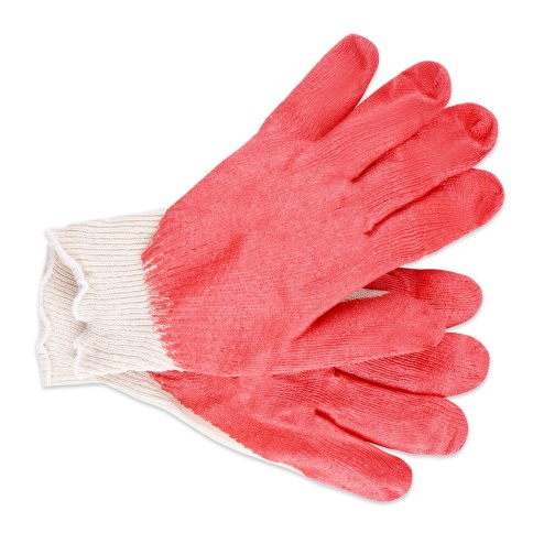 Перчатки ХБ с одинарным обливом латекса (красные) 13 класс 1 пара AVS RP-03 фото 2