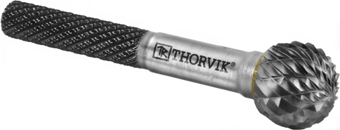 Борфреза твердосплавная сферическая, тип D, 10 мм, двойная насечка, Thorvik TRRBD10090654-2, 57015 фото 1