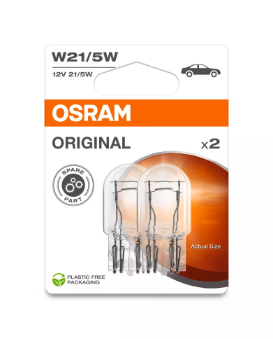 Лампа автомобильная W21/5W (21/5W W3X16Q) ORIGINAL LINE (блистер, 2шт) 12V OSRAM фото 1