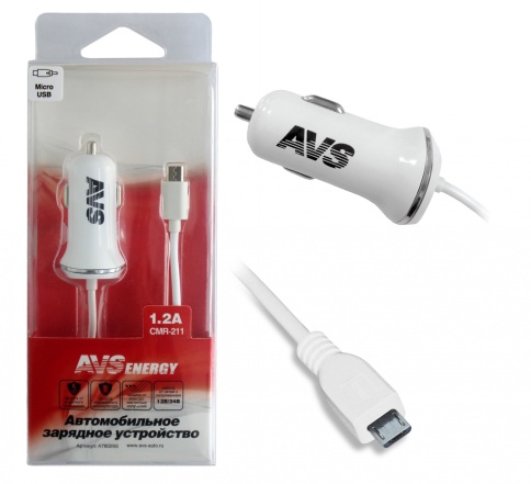 Автомобильное зарядное устройство AVS с micro USB  CMR-211 (1,2А) фото 1