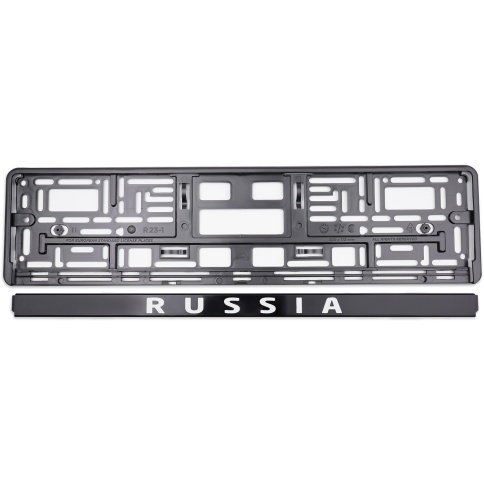 Рамка под номерной знак нижняя защёлка, шелкография "Russia" (чёрная, белая) AVS RN-06 фото 2
