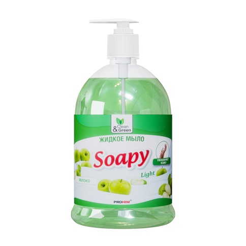 Жидкое мыло "Soapy" Light "Яблоко" с дозатором 1000 мл. Clean&Green CG8094 фото 2