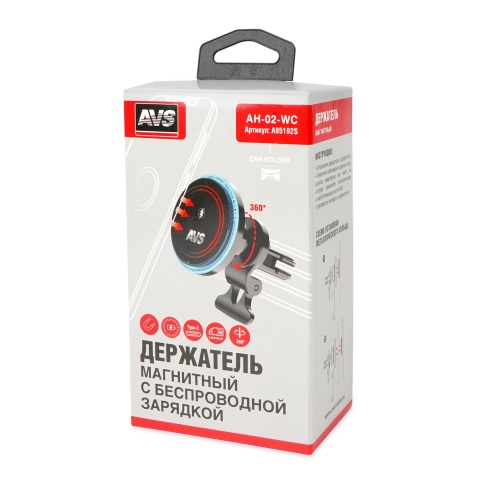 Держатель для смартфонов с беспр.зарядкой магнитный в дефлектор MagSafe AVS AH-02-WC фото 6