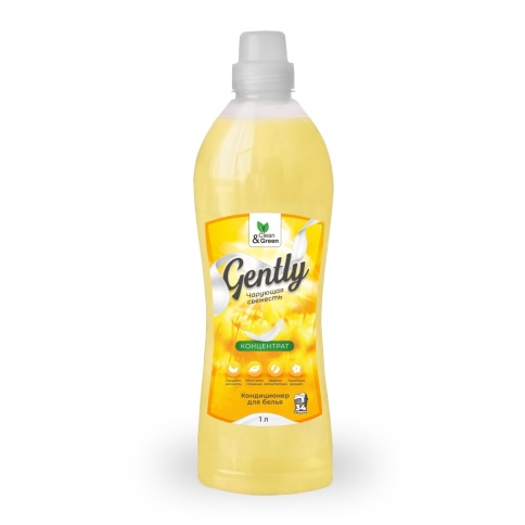 Кондиционер для белья Gently "Чарующая свежесть" (концентрат, желтый) 1000 мл. Clean&Green CG8281 фото 2