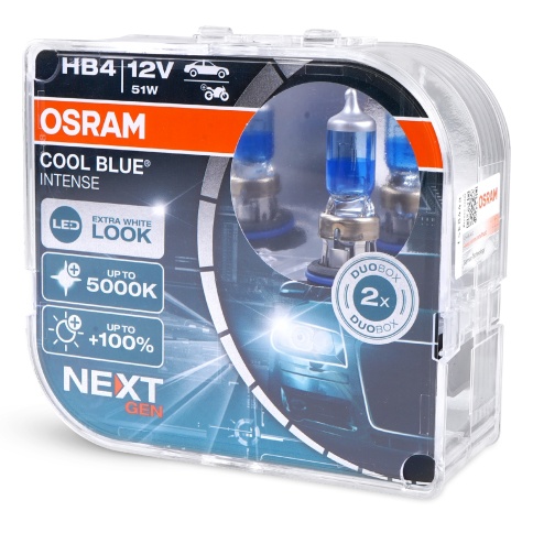 Автолампа галогенная HB4 (51W P22D +100%) COOL BLUE INTENSE (евробокс, 2шт) 5000K 12V OSRAM фото 1