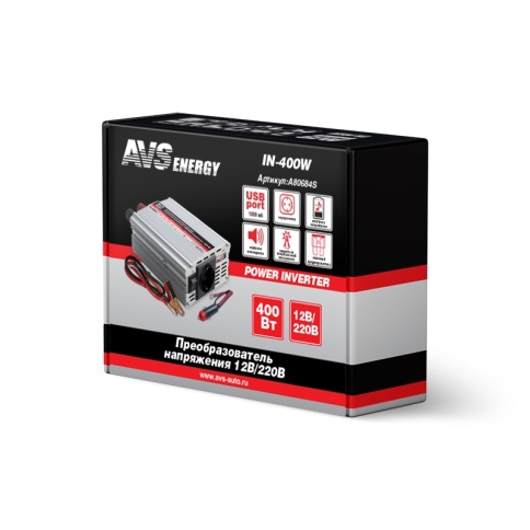 Автомобильный инвертор 12/220V AVS IN-400W фото 8