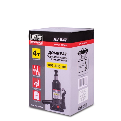 Домкрат гидравлический AVS HJ-B4T, 4т, 180-350мм. с клапаном (сумка, ремкомплект) фото 9