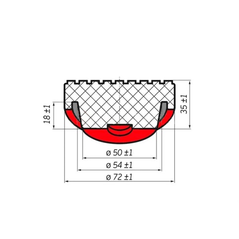 Опора резиновая для подкатного домкрата AVS RFJ-50 (D-72/50 мм, H-35 мм) фото 2