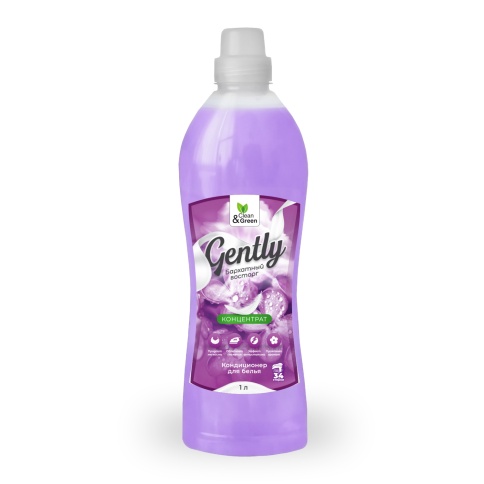Кондиционер для белья Gently "Бархатный восторг" (концентрат, сиреневый) 1000 мл. Clean&Green CG8282 фото 2