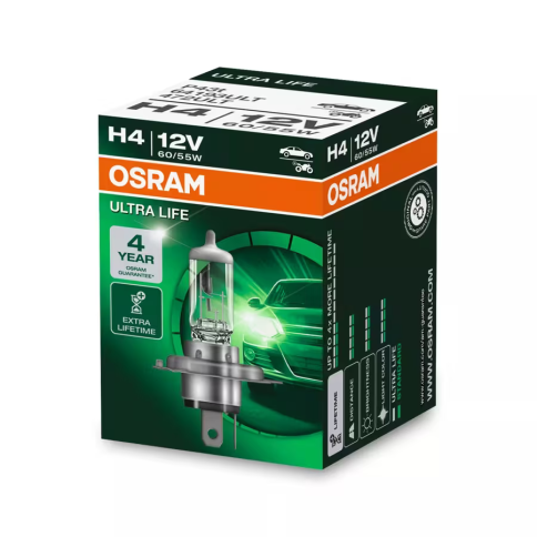 Автолампа галогенная H4 (60/55W P43T) ULTRA LIFE 12V OSRAM фото 1
