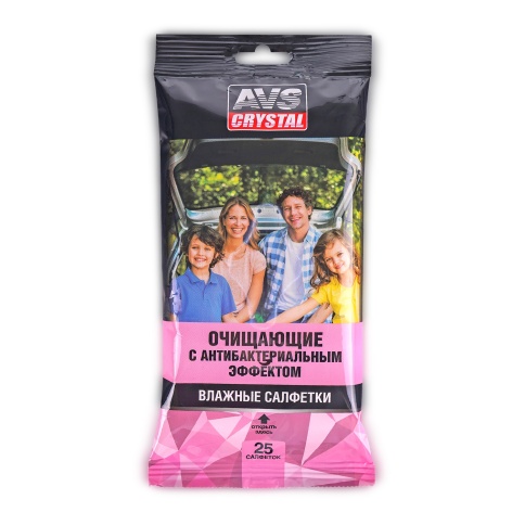 Влажные салфетки "Очищающие с антибактериальным эффектом" 25 шт AVS AVK-207 фото 1