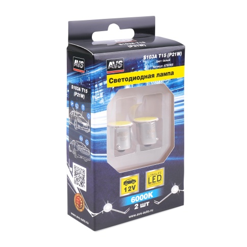 S103A T15/белый/ (BA15S)COB 12chip 1 contact(1156) блистер 2 шт фото 1
