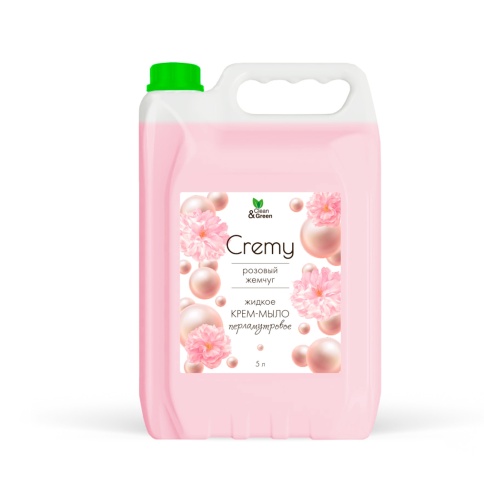 Крем-мыло жидкое с перламутром "Cremy" розовый жемчуг увлажняющее 5 л. Clean&Green CG8356 фото 2