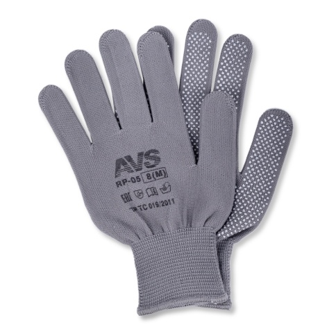 Перчатки нейлоновые с ПВХ (серые) 1 пара AVS RP-05 фото 1