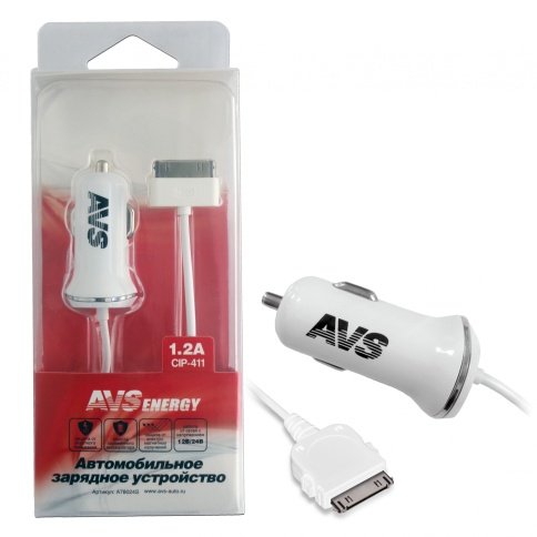 Автомобильное зарядное устройство AVS для iphone 4 CIP-411 (1,2А) фото 1