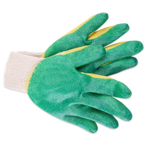 Перчатки ХБ с двойным обливом латекса (зеленые) 13 класс 1 пара AVS RP-04 фото 2